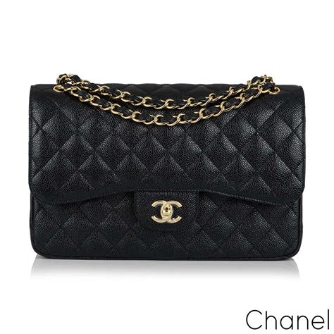 Chanel Black Caviar Jumbo Classic Double Flap Bag Rich Diamonds