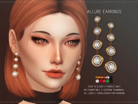 4w25 Allure Earrings The Sims 4 Earrings Gemstones Sims 4