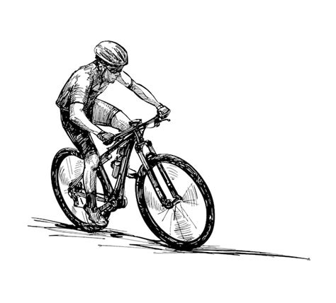 Premium Vector Drawing Of The Mountain Bike Competition Hand Draw