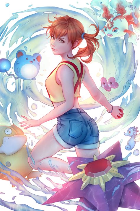 Ass Redhead Jonathan Hamilton Legs Anime Anime Girls Pokémon Brown Eyes Water Misty