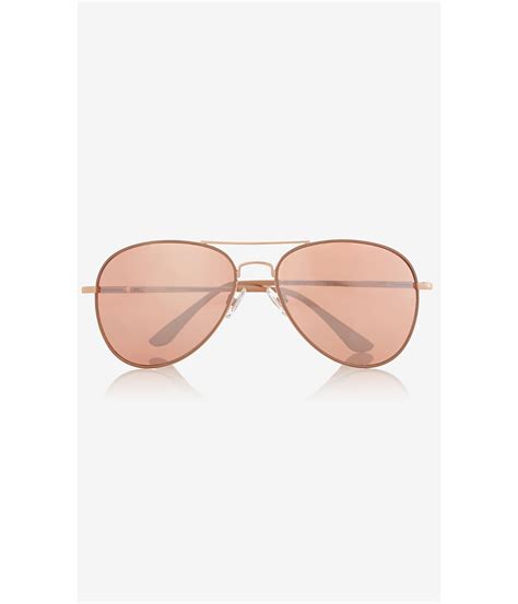 Express Mirrored Lens Aviator Sunglasses In Gold Rose Gold Lyst