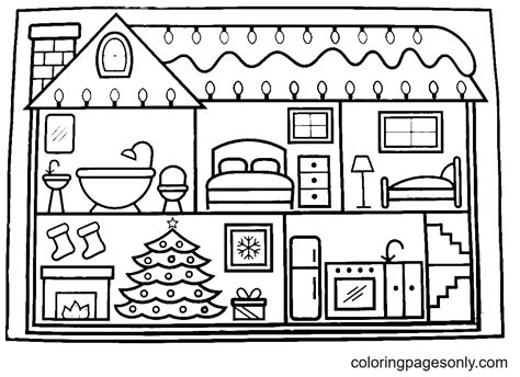 Christmas House Coloring Pages Home Design Ideas