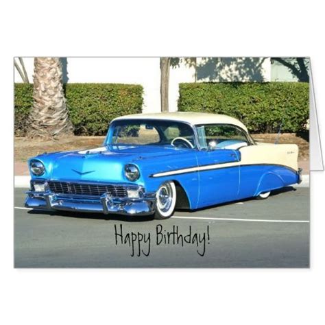 Happy Birthday Classic Blue Car Greeting Card Zazzleca Classic