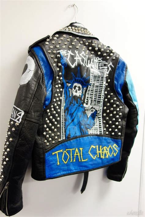 Punk Studded Leather Jacket Original Hand Painted One Off Made In New