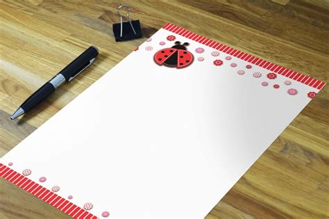 Ladybug Stationery Letterhead 85 X 11 Inches 60 Paper Etsy
