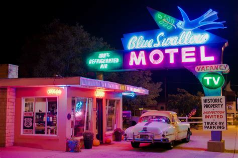 Route 66 The Historic Blue Swallow Motel — Two Upright Tray Tables