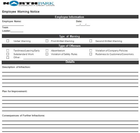 30 Free Employee Warning Notice Form Templates Word Best Collections