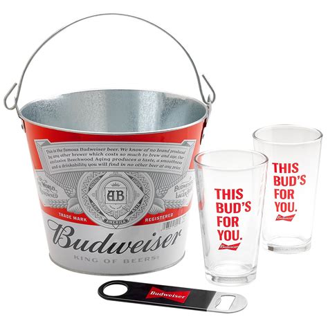 Budweiser Pint Glass Beer Bucket Combo T Set