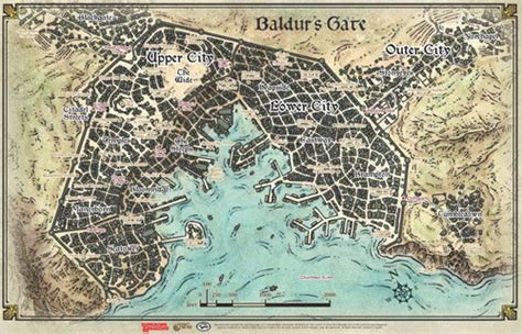 Dandd 5th Edition Rpg Baldurs Gate Map Fantasy City Map Baldurs