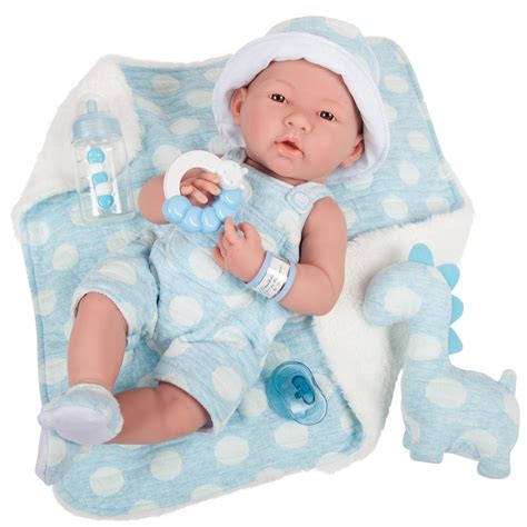 Jc Toys La Newborn Allvinyl Real Boy 15 In Baby Doll Blue With White