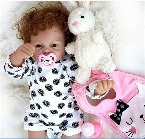 New Arrival 22inch 55cm Silicone Baby Reborn Vinyl Doll Curly Hair Bebe