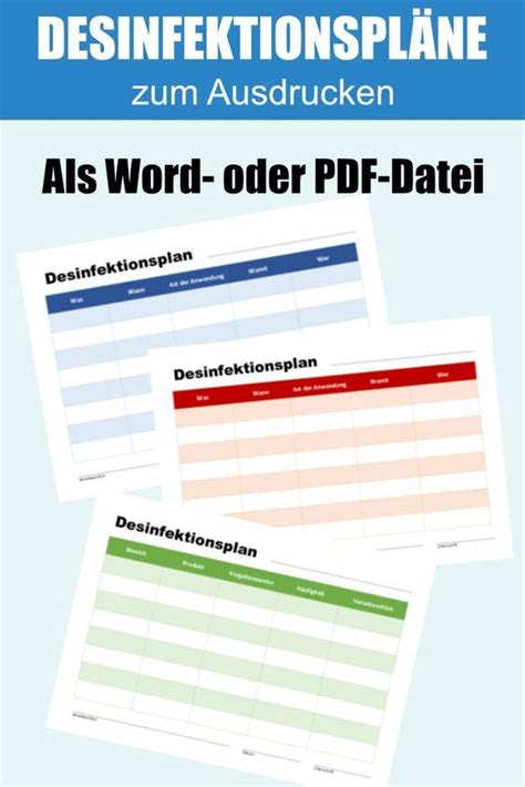 Find any pdf or ebook: Vorlagen für Desinfektionspläne als pdf-Datei in 2020 | Planer, Vorlagen, Reinigungsplan