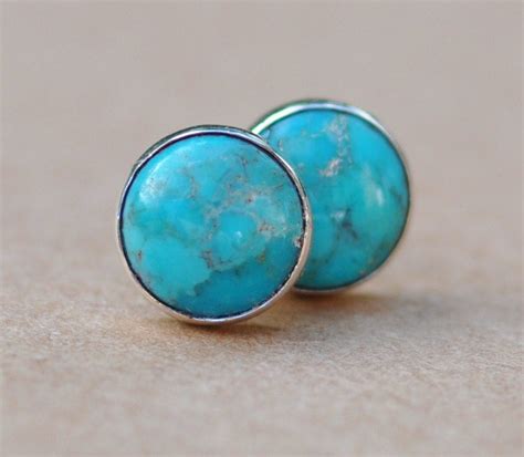 Turquoise Stud Earrings Handmade With Sterling Silver