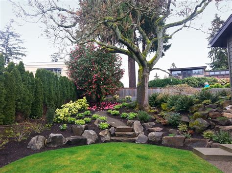 Has all varieties of boulders. Plantings