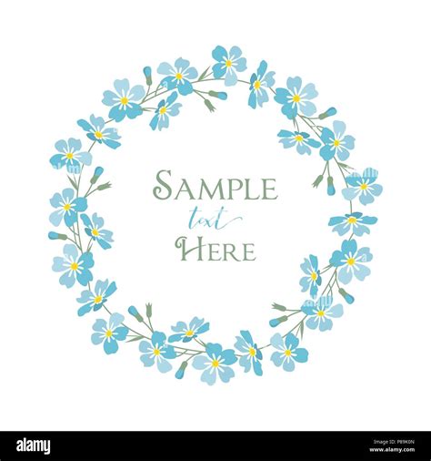 Vector Illustration Blue Flowers Wreath Of Blue Forget Me Not Flowers