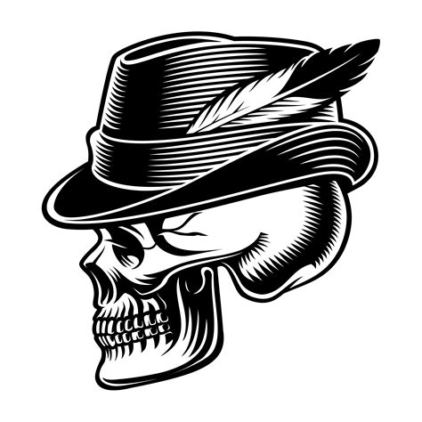 Vector Illustration Of A Skull In Hat With Feather 539357 Vector Art