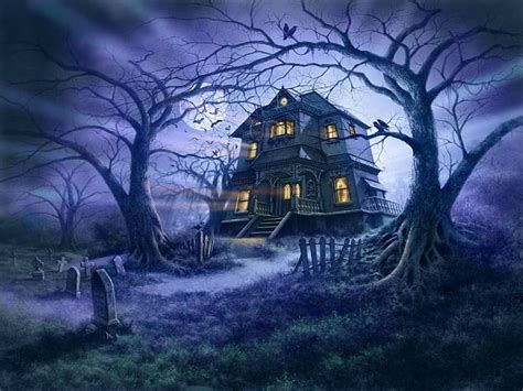 Haunted House House Halloween Spooky Dark Fantasy Moon Scary