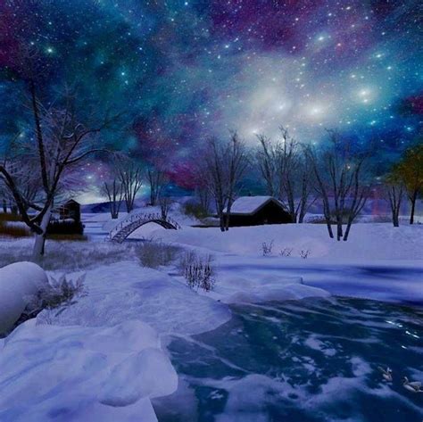 Starry Night Winter Sky Winter Scenery Winter Sky Sky Pictures
