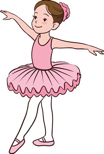 Ilustración De Dibujos Animados Bailarina Niña Linda En Postura De