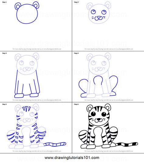 Add in the guidelines for the face. How to Draw a Tiger for Kids Easy printable step by step ...