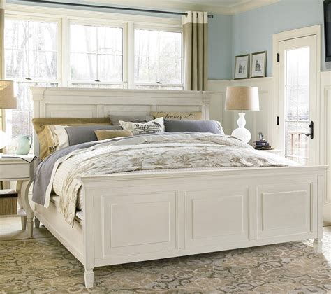 Country Chic White King Panel Bed Frame Zin Home