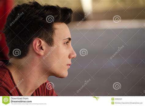 Handsome Young Man S Profile Portrait Outdoors Stock Image Image Of