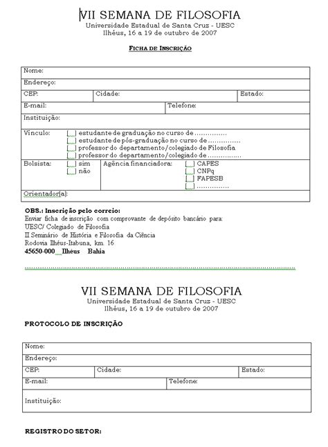 Ficha De Inscrição