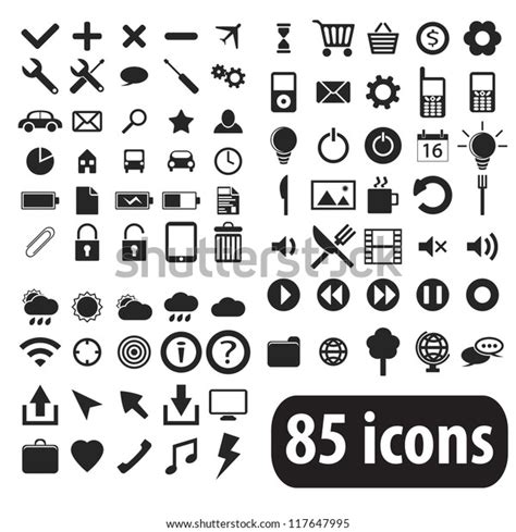 Set Gray Web Mobile Icons Stock Vector Royalty Free 117647995