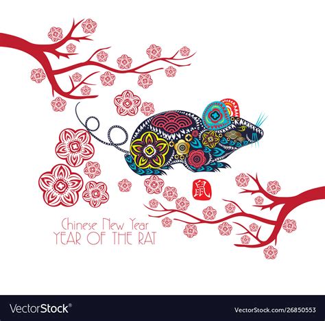 Chinese new year 2020 greetings Happy chinese new year 2020 card year rat Vector Image