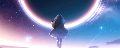 2560x1024 Anime Girl Reflection Starry Night 2560x1024 Resolution Hd 4k
