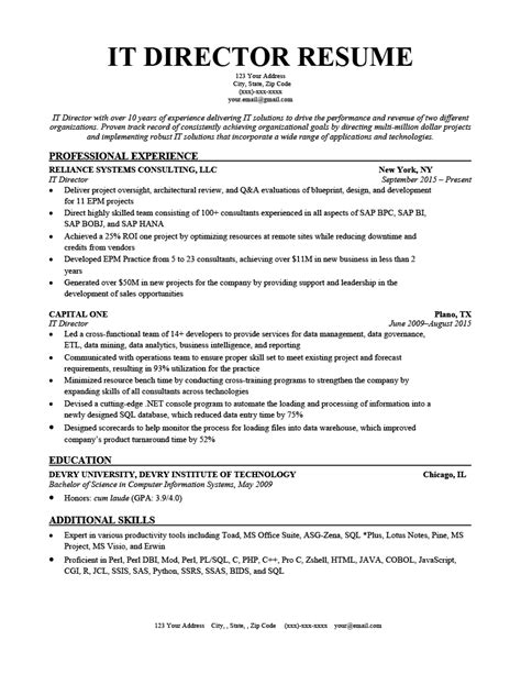 It Director Resume Sample And How To Write Resume Genius