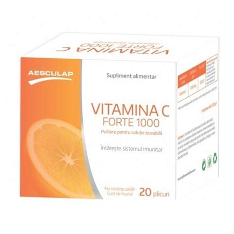 Vitamina C Forte 1000 Pulbere Pentru Solutie Buvabila 20 Plicuri De La