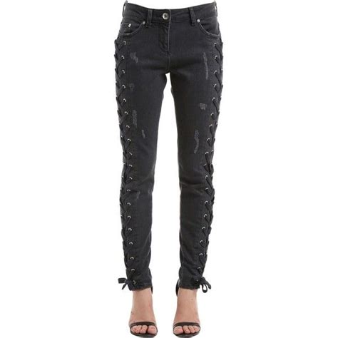 Versus Women Zayn X Versus Denim Jeans W Laces 460 Liked On Polyvore Featuring Jeans Dark
