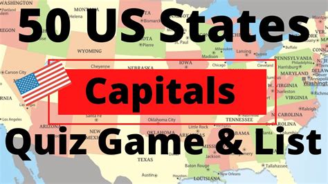 50 Us States Capitals Quiz Game And List Geography For Kids And Adults