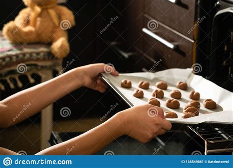 The Process Of Making Cookies By The Child Stock Image Image Of