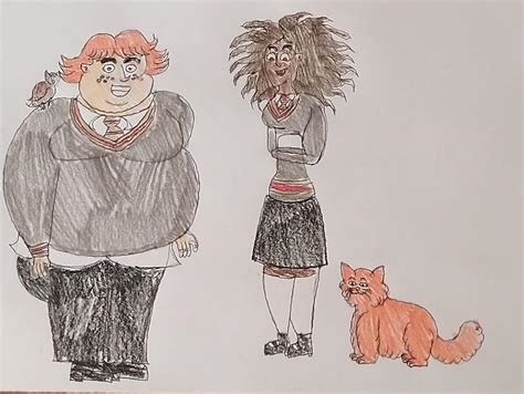 Fat Harry Potter Au Characters Ron And Hermione By Piergiorgiosaurus