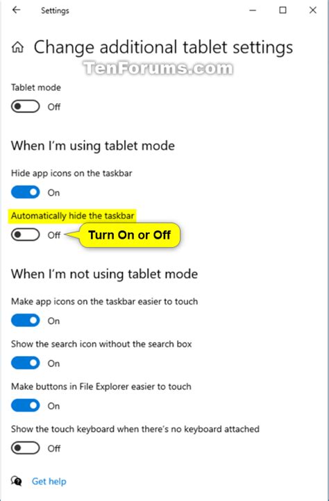 Turn On Or Off Auto Hide Taskbar In Tablet Mode In Windows 10 Tutorials