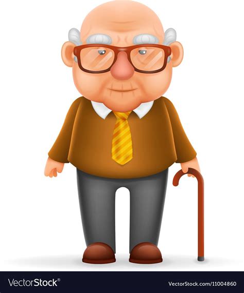 Old Man Grandfather 3d Realistic Cartoon Character Vector Image On