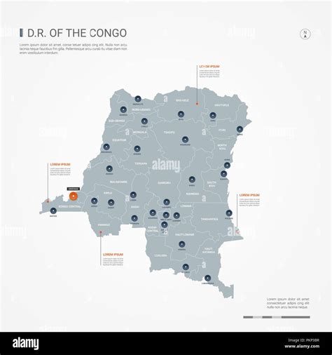 Democratic Republic Of The Congo Map With Borders Cities Capital And