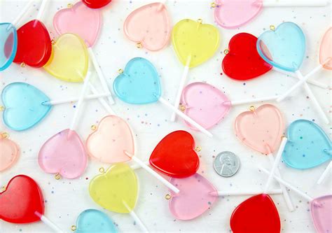 83mm Big Heart Shaped Fake Lollipop Faux Candy Acrylic Or Resin Charms