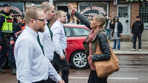 Photo Of Woman Defying Neo Nazi March In Sweden Goes Viral Bbc News