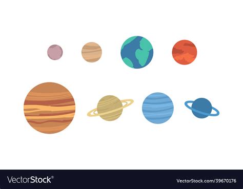 Planets Of Solar System Symbols Collection Flat Vector Image