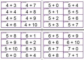 FREEBIE Addition flashcards 0-10 - 128 cards by Miss. DB | TpT