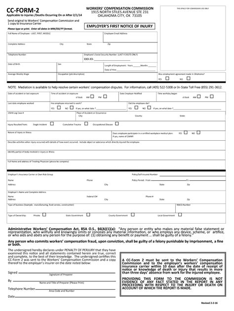 Oklahoma First Report Of Injury Form Fill Out And Sign Printable Pdf