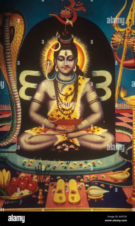 Der Hindu Gott Den Gott Shiva In Eine Meditative Yogaposition Sitzen