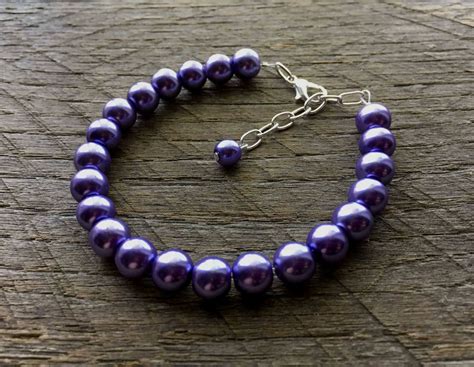 Violet Purple Pearl Bracelet For Bridal Parties And Weddings One