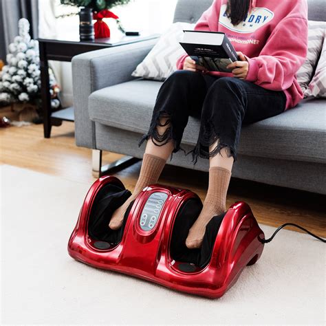 Electric Foot And Leg Massager Red Shiatsu Therapy Deep Machine Morealis