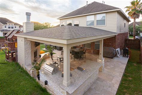 Patio Cover With Outdoor Kitchen And Fireplace Hhi Patio Covers