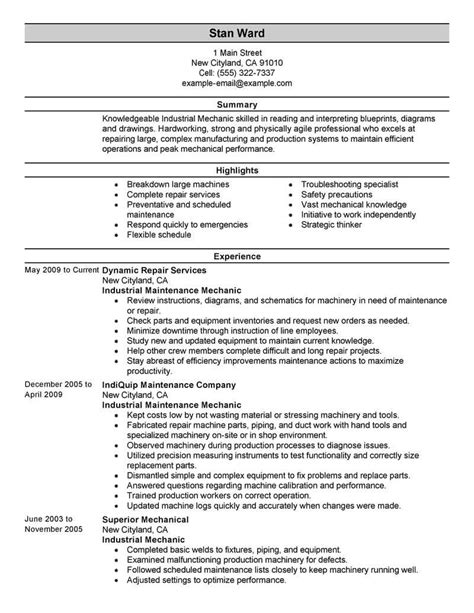 Best Industrial Maintenance Mechanic Resume Example From Professional