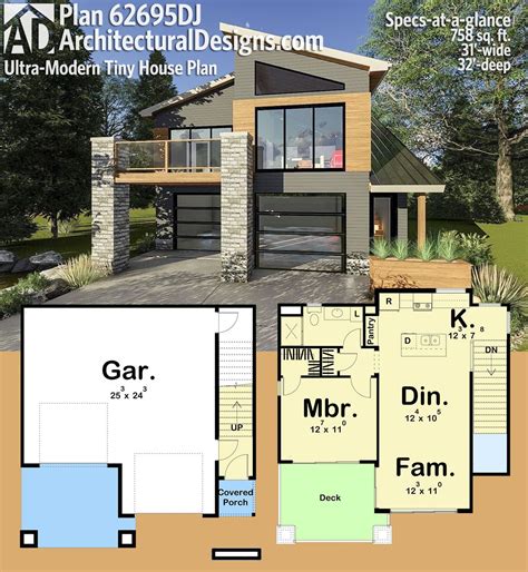 Find small ultra modern slanted roof designs, simple contemporary homes & more! Plan 62695DJ: Ultra-Modern Tiny House Plan | Modern tiny ...